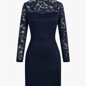 Elegant Blue Lace Dress